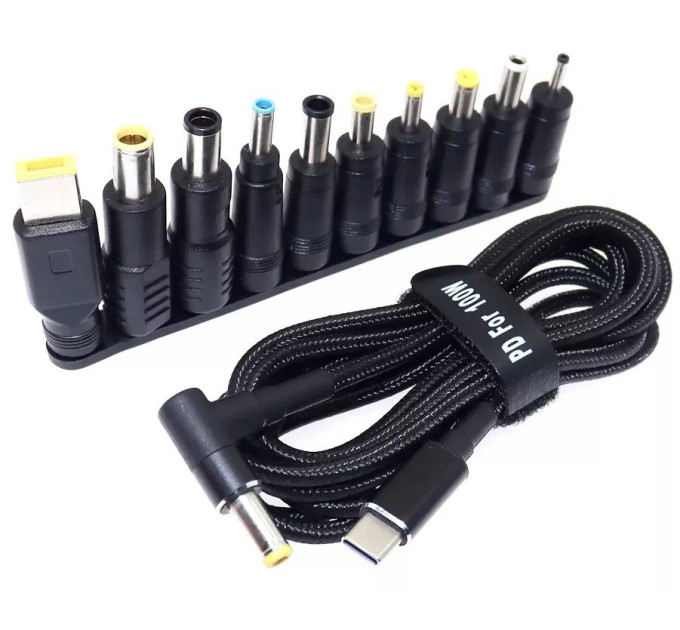 Кабель USB-C — DC для зарядки ноутбуків PD 100w з набором перехідників