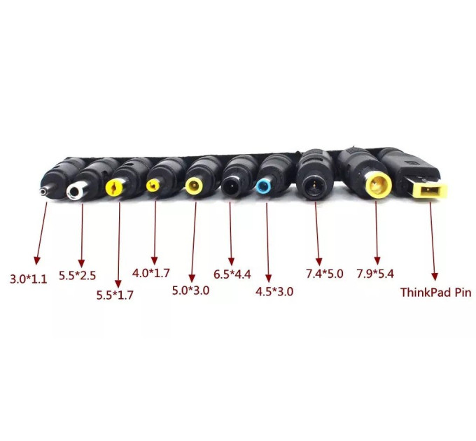 Кабель USB-C — DC для зарядки ноутбуків PD 100w з набором перехідників