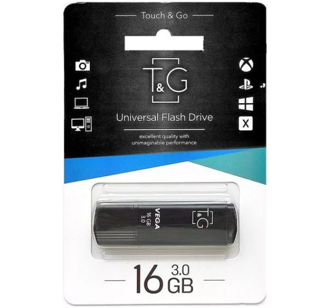 Флеш-накопичувач T&G Vega 121 16GB USB 3.0 Black