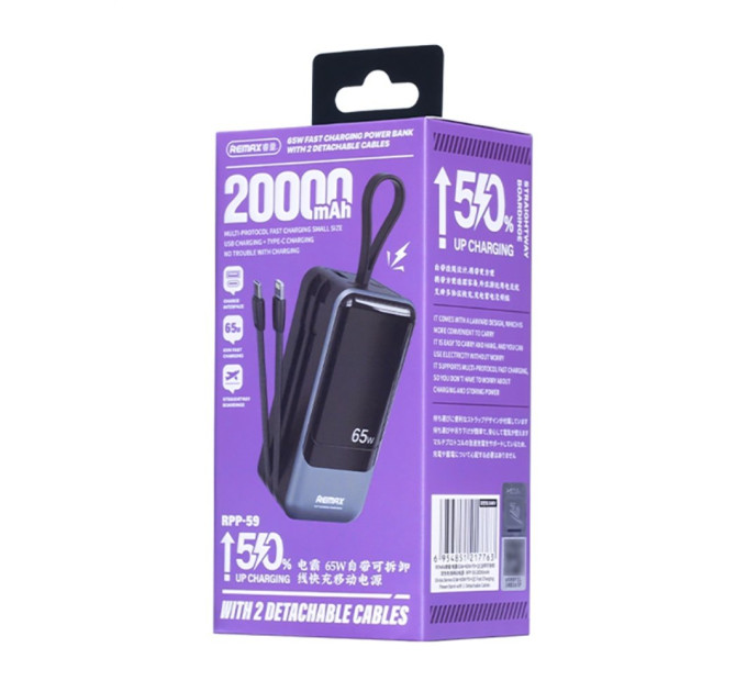 PowerBank Remax RPP-59 (65W) 20000 mAh (для ноутбука)