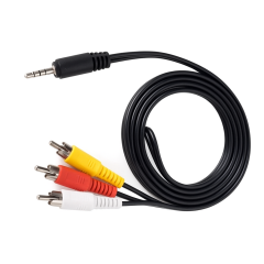 Кабель AV Mini Jack 3.5 мм на три Тюльпани 0,6м (для ТБ без HDMi)