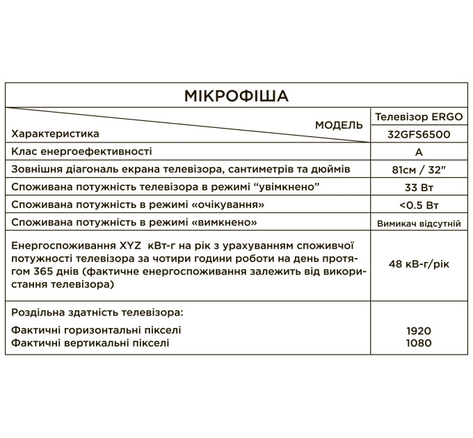 LED-телевізор ERGO 32GFS6500 (6815373)