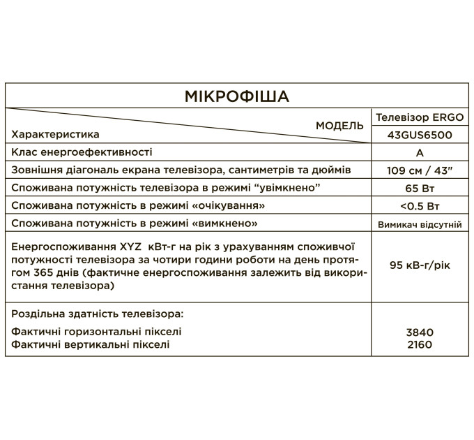 LED-телевізор ERGO 43GUS6500 (6815376)