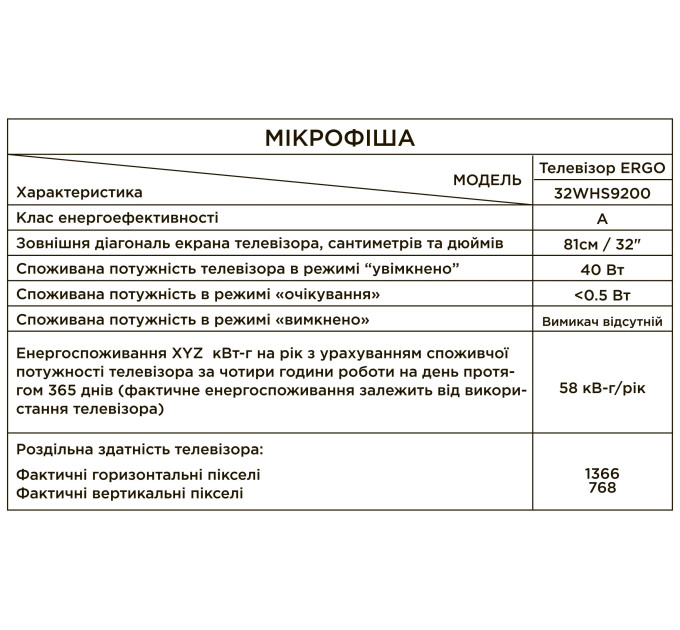 LED-телевізор ERGO 32WHS9200 (6861504)