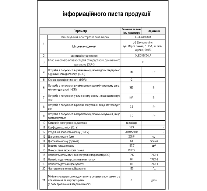LED-телевізор LG OLED83C54LA  (7122909)
