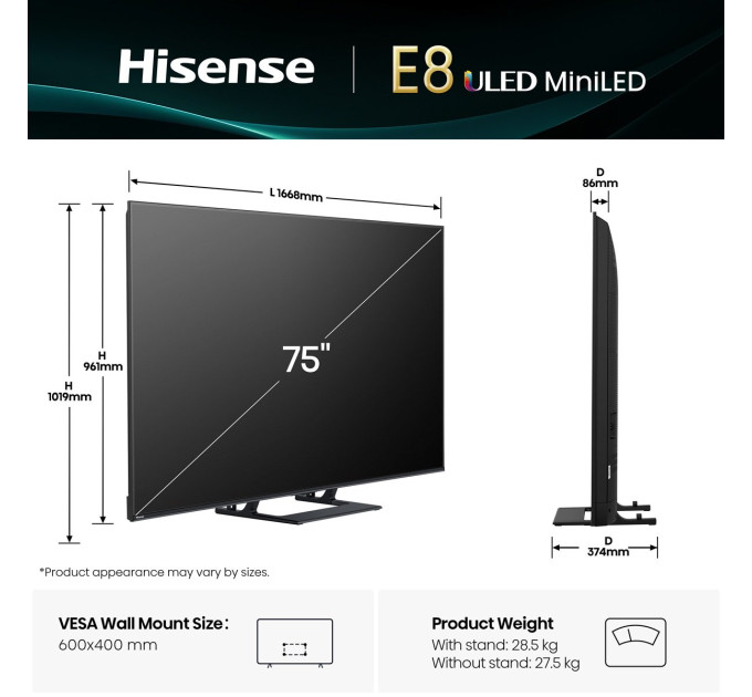 LED-телевізор Hisense 75E8Q  (7134213)