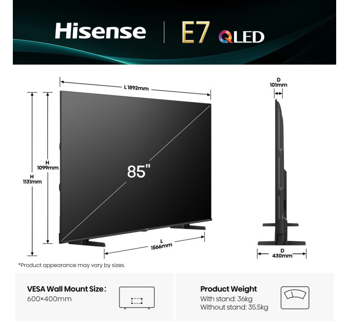 LED-телевізор Hisense 85E7Q  (7134229)