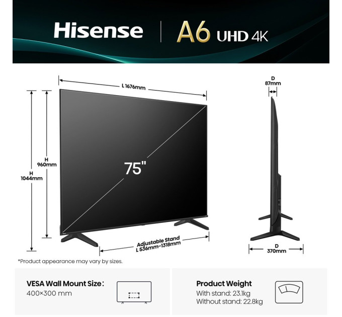 LED-телевізор Hisense 75A6Q  (7134236)