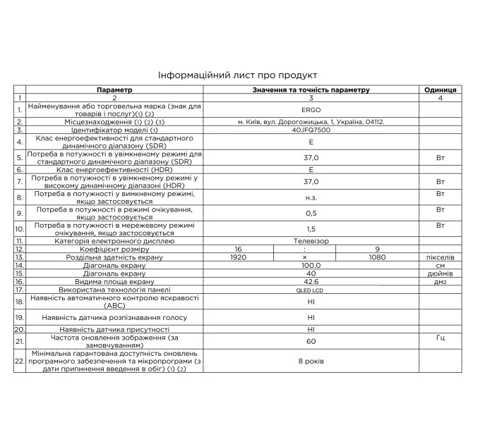 Телевізор ERGO 40JFQ7500 (7221380)