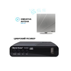 Комплект | ТВ Ресівер World Vision T644M2 FM з антеною ARU-01