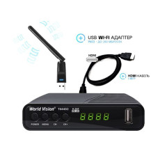 Комплект | World Vision T644D2 FM з Wi-Fi USB антеною та HDMI кабелем 1 метр