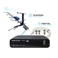 Комплект T2 World Vision T644M2 FM, Антена Eurosky 003, 10м кабелю та штекери