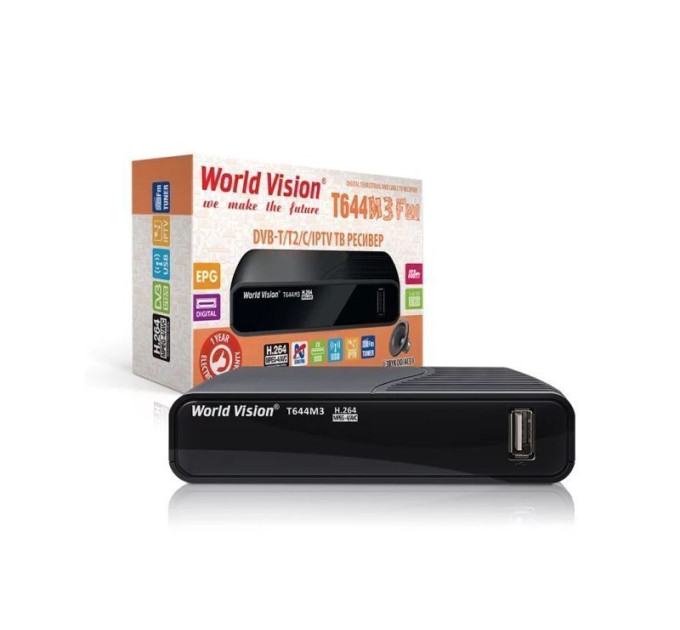 Комплект T2 | Ресивер World Vision T644M3 FM, Зовнішня антена Eurosky 003, 10м кабелю та штекери
