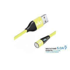 Магнітний кабель для заряджання та передачі даних SKY S7R 5A-100 (100 см) без конектора (R) Жовтий
